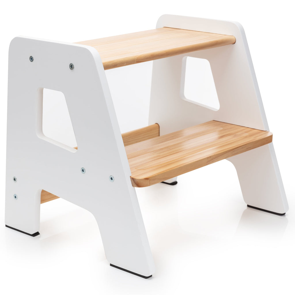 2-Step Wooden Stool for Toddlers – Safe Step Stool for Kids Ages 2+