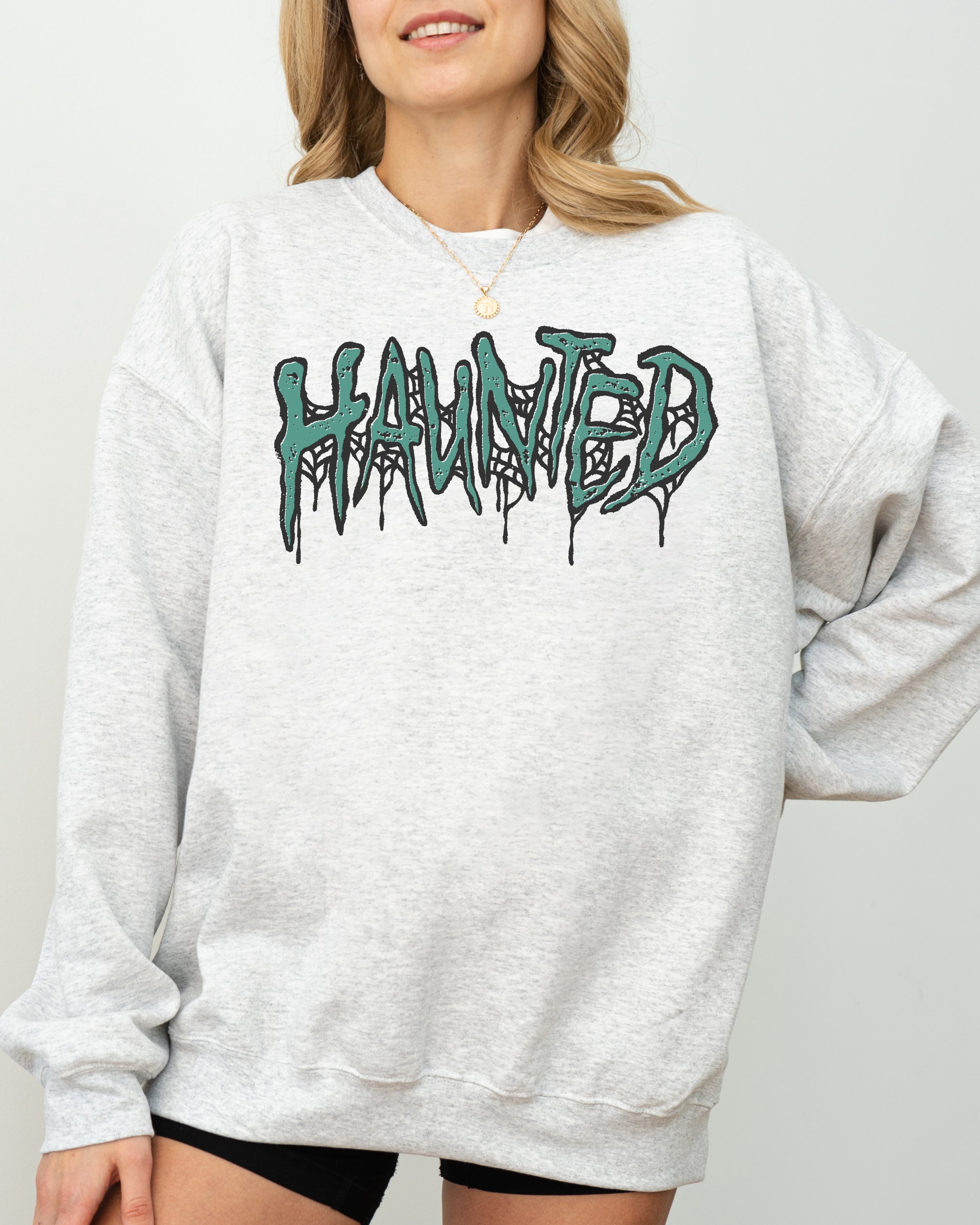 Haunted Skeleton Ghost Western Witch Skull All Hallows' Eve Halloween Costume Graphic Sweatshirt