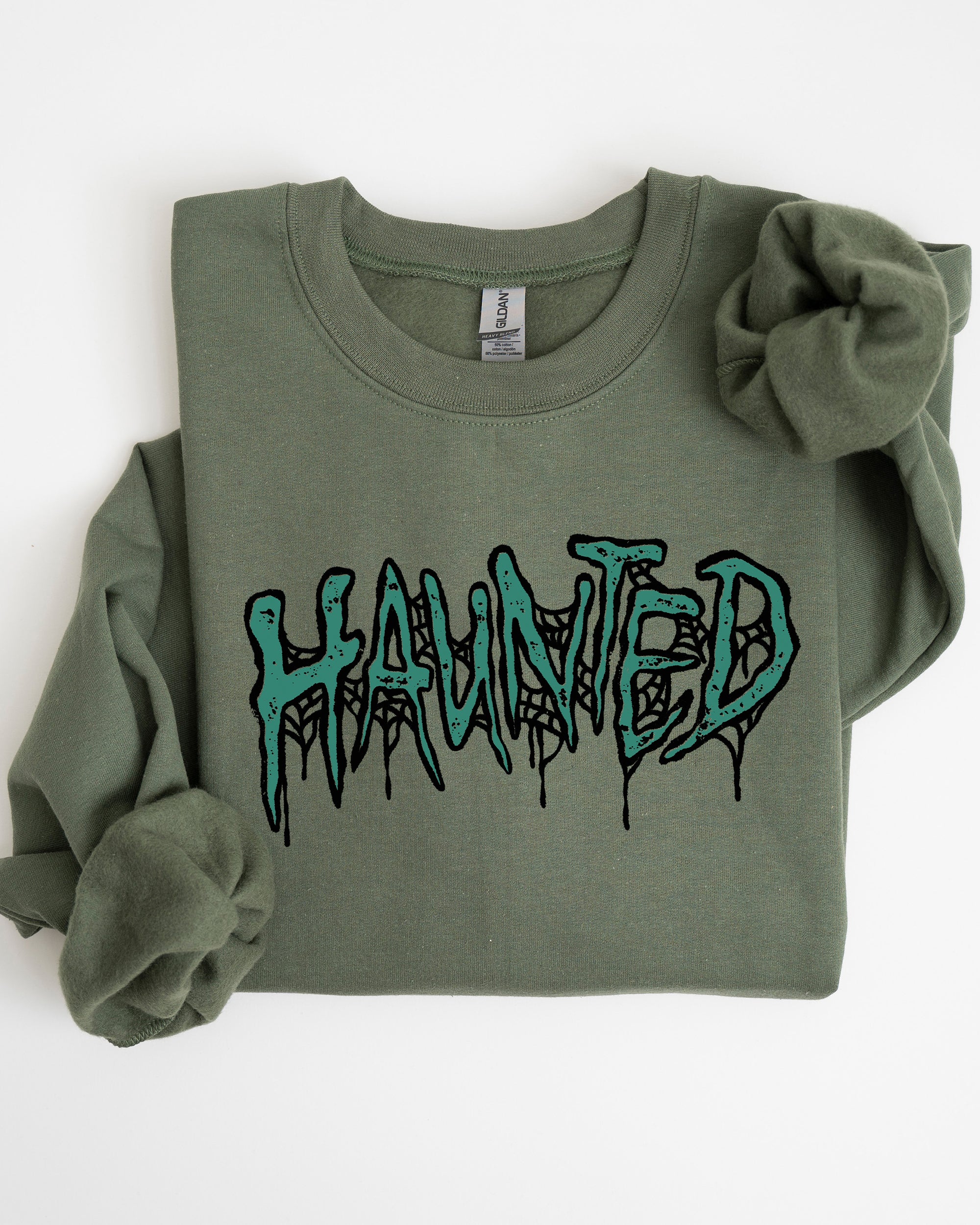 Haunted Skeleton Ghost Western Witch Skull All Hallows' Eve Halloween Costume Graphic Sweatshirt