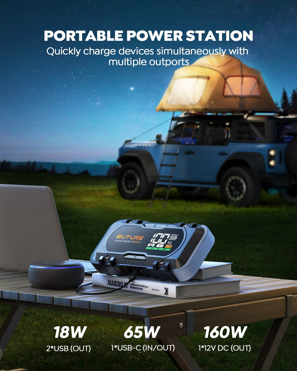 Buture Beta04 Heavy Duty Car Jump Starter 6000A丨27000mAh Battery, 65W Two-Way Fast Charge